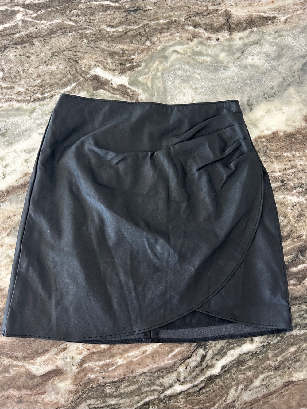 Abercrombie & Fitch Black Faux Leather Wrap Mini Skirt